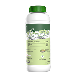 Bio-Film Adherente prolongador de acción de plaguicidas.
Líquido. Compuesto a base de productos Orgánicos